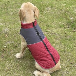 PAWSINSIDE Dog Winter Puffer Coat Cold Weather Fleece Vest Jacket Pet Quilted Warm Coats Clothes for Small Medium Large Dogs (Burgundy, XXX-Large)