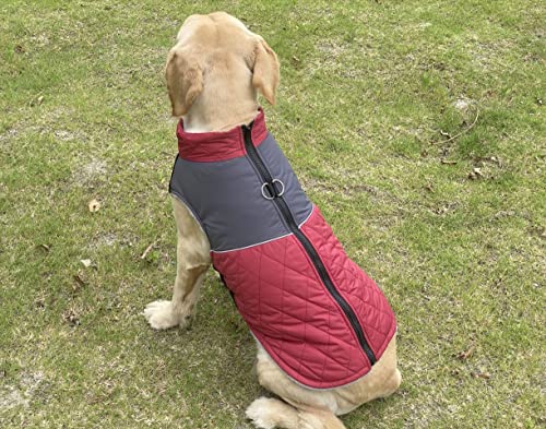 PAWSINSIDE Dog Winter Puffer Coat Cold Weather Fleece Vest Jacket Pet Quilted Warm Coats Clothes for Small Medium Large Dogs (Burgundy, XXX-Large)