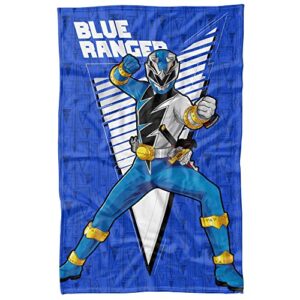 logovision power rangers: dino fury blanket, 36"x58" blue ranger character fleece blanket