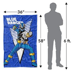 LOGOVISION Power Rangers: Dino Fury Blanket, 36"x58" Blue Ranger Character Fleece Blanket