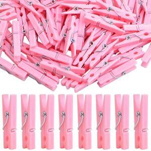 100 piece pink plastic photo clips small laundry clothespins clips decorative craft paper clips for string fairy lights picture home office decor, 34 x 5 x 8.5 mm