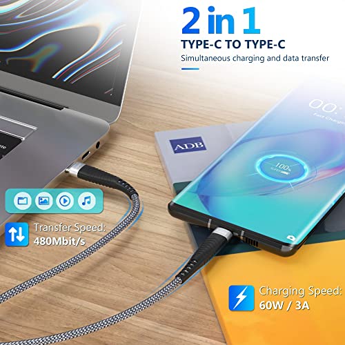 USB C to USB C Cable - [2Pack 3ft] PD 60W Type C Fast Charging Cable Compatible with iPhone 15/15 pro iPad Pro 2020/iPad Air 4/iPad Mini 6, MacBook Pro/Air, Samsung S22/S21/S20