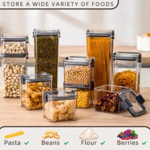 Airtight Food Storage Containers Set with Lids 12-Pack - BPA-Free Clear Plastic Stackable Storage Containers for Kitchen Pantry & Refrigerator Organization - Dry Food Canisters for Pasta, Cereal, Rice, Flour