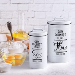 DAYYET Canisters Sets for the Kitchen, Airtight Kitchen Canisters for Countertop, Flour and Sugar Containers, Tea Coffee Sugar Canister Set, Coffee Bar Decor and Accessories, Set of 4, White