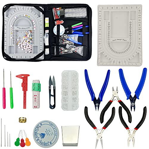 Beaded Gray Flocking Bead Design Board Mat for Jewelry Making Storage Organizer Tray for DIY Bracelet Necklaces Craft Measuring Tool with Jewelry Pliers Suppliers, Caliper, Beading Tool Kit(23Pcs)