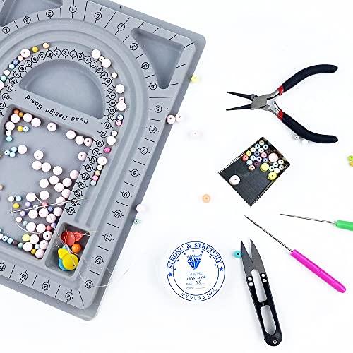 Beaded Gray Flocking Bead Design Board Mat for Jewelry Making Storage Organizer Tray for DIY Bracelet Necklaces Craft Measuring Tool with Jewelry Pliers Suppliers, Caliper, Beading Tool Kit(23Pcs)