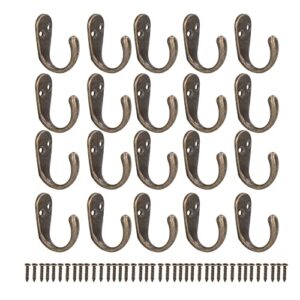 pssopp 20pcs vintage wall hooks bronze zinc alloy hat wall mounted hook wall mounted clothes hooks for clothes, hat, scarf, bag, towel, key, cup