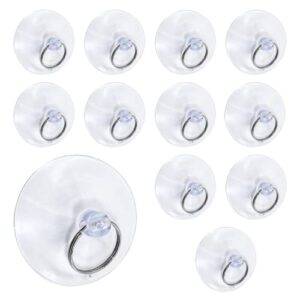 biaungdo 50mm/2" suction cup with ring, 12 pcs clear key ring suction cups sucker suction hook for window, kitchen, wall glass hook hanger