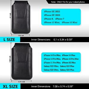 ykooe Leather Phone Holster for iPhone SE 2022 2020, Black – L