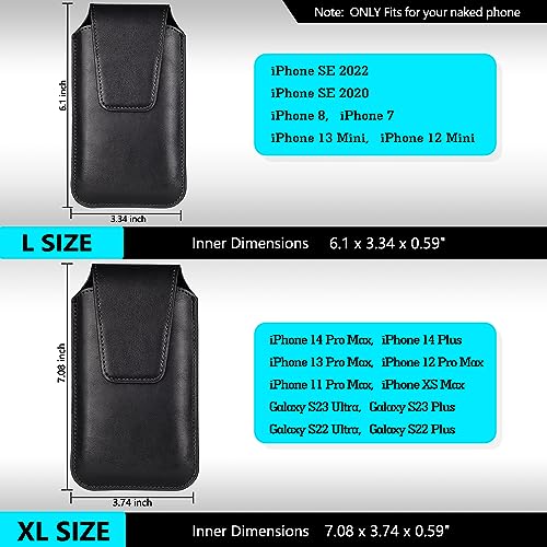 ykooe Leather Phone Holster for iPhone SE 2022 2020, Black – L