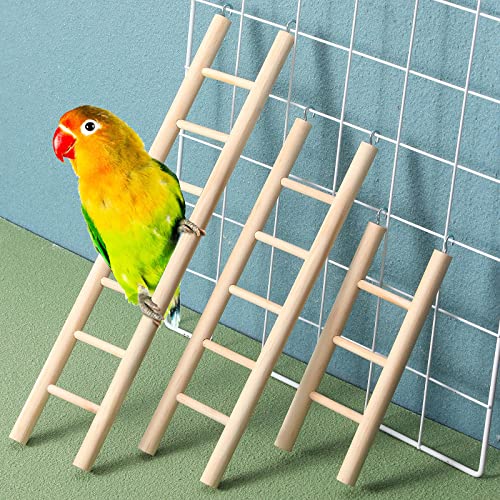 6 Pcs Step Wood Ladder for Bird, 6 Sizes Bird Toys Wooden Ladder Hanging Bird Ladder Parrot Step Ladders Cage Hanging Bird Climbing Toys for Parakeets, Parrots, Cockatoo and Lovebirds