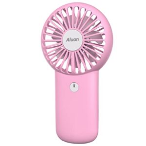 aluan handheld fan powerful personal mini portable speed adjustable battery operated usb rechargeable eyelash fan for kids women men indoor outdoor travel cooling, pink