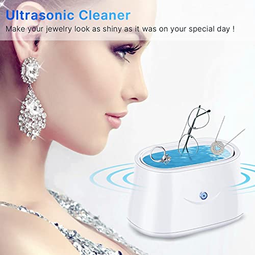 Ultrasonic Jewelry Cleaner - Silver Jewelry Cleaner Ultrasonic Machine for All Jewelry Professional Home Ultrasonic Cleaner Machine for Rings Eyeglasses Watches Ring Cleaner Dentures Coins Tools