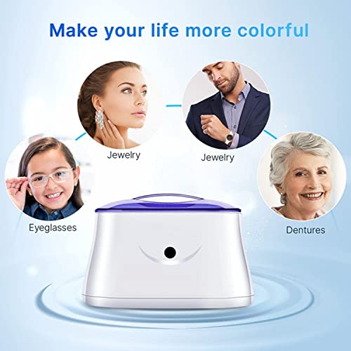 Ultrasonic Jewelry Cleaner - Silver Jewelry Cleaner Ultrasonic Machine for All Jewelry Professional Home Ultrasonic Cleaner Machine for Rings Eyeglasses Watches Ring Cleaner Dentures Coins Tools