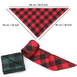 2 Pack Dog Bandana Christmas Pet Triangle Classic Plaid Scarves Thanksgiving Dog Scarfs for Small Medium Large Dogs Adjustable Dogs Bibs Scarfs for Girl and Boy(Large, Green Grid and Red Grid)