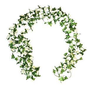 only art 5pcs white silk rose vine garland 41ft artificial flowers for mother's day home wedding party special event decorations