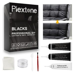plextone diy for small leather repair and vinyl repair kit - patch leather and vinyl with ease for car seats, shoes, couches, repair and more. (black)