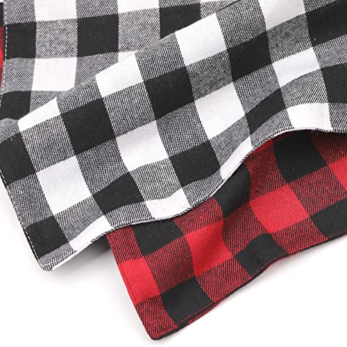 2 Pack Dog Bandana Christmas Pet Triangle Classic Plaid Scarves Thanksgiving Dog Scarfs for Small Medium Large Dogs Adjustable Dogs Bibs Scarfs for Girl and Boy(Small, Black Grid and Red Grid)
