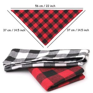 2 Pack Dog Bandana Christmas Pet Triangle Classic Plaid Scarves Thanksgiving Dog Scarfs for Small Medium Large Dogs Adjustable Dogs Bibs Scarfs for Girl and Boy(Small, Black Grid and Red Grid)