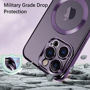 WPCase Magnetic Clear Case Designed for iPhone 14 Pro Max Purple with [Camera Lens Protector & Compatible with MagSafe] Luxury Plating Soft TPU Shockproof Anti-Scratch Phone Cover for 14 Pro Max