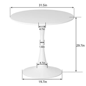 linstock Modern Round Dining Table,31.5" Mid Century Modern Style Dining Table Tulip Kitchen Table with MDF Top and Steel Pedestal,Bar Patio Bistro Table for Bedroom,Living Room,White