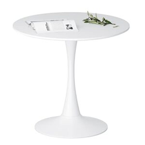 linstock modern round dining table,31.5" mid century modern style dining table tulip kitchen table with mdf top and steel pedestal,bar patio bistro table for bedroom,living room,white