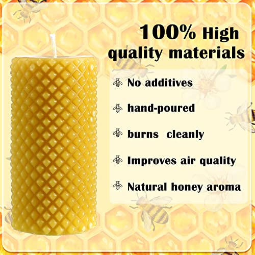 3 Pcs Diamond Pillar Candles 2 x 4 Inch Yellow 20hours Burning Handmade Candles Dripless Pillar Candle Rustic Diamond Pillar Candles for Wedding Christmas Holidays Spa Church Home Decor