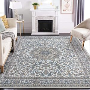 Area Rug Living Room Rugs: 5x7 Large Machine Washable Non Slip Thin Carpet Soft Indoor Luxury Floral Distressed Carpets for Under Dining Table Farmhouse Bedroom Nursery Home Office Multi