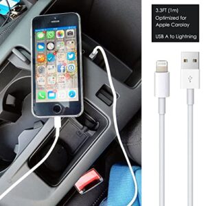 Car Apple Carplay Cable, USB A to Lightning Cable for iPhone 14, 14 pro max,13,Plus,SE 2nd/12/11/Xs/XR, iPad 4/5/ 6/7/ 8, Mini 2/3/4/5, Air 2/3 Charger Cord, Car Charging Cable