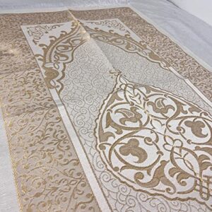 Luxemin Golden Color Luxurious Sheen, Soft and Velvety Muslim Prayer Rug | Janamaz | Sajadah | Soft Islamic Prayer Rug | Islamic Gifts Collection Prayer Carpet Mat, Taffeta Fabric