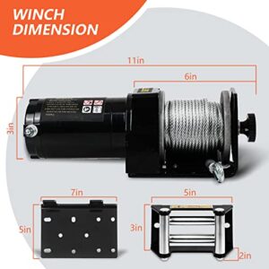 Auraroad Electric Winch 2000 lb, 12V DC ATV UTV Electric Winch with Wireless Remote, Steel Rope Waterproof Towing Winch Kit