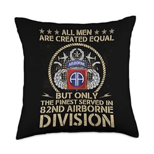 Airborne Paratroopers Veteran Gift All Men US Army 82nd Airborne Division Gift Throw Pillow, 18x18, Multicolor