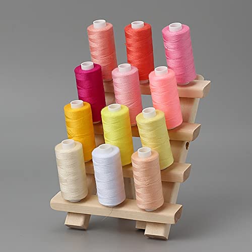 Spool Thread Holder, 12 Spools Wooden Thread Holder Foldable Spool Wooden Thread Rack Sewing and Embroidery Thread Rack and Organizer for Sewing Machine