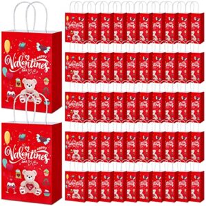 sherr 100 pieces valentine's day paper gift bags elegant coated paper wrapping bags cardboard bags love candy present bags with handle for wedding and valentine party favors gift giving gift wrapping