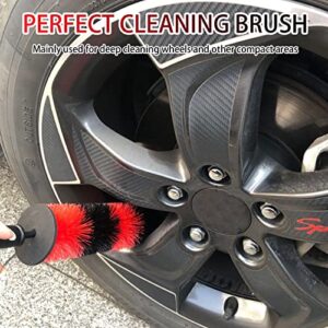 Wheel Rim Brush, Soft Bristle Long Master Car Detailing Brush, Vehicle Engine Tire Cleaning Washing Tool, Easy Reach and No Scratches, Multipurpose for Exhaust Tips, Motorcycles, Bicycles (Red)