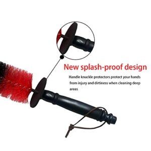 Wheel Rim Brush, Soft Bristle Long Master Car Detailing Brush, Vehicle Engine Tire Cleaning Washing Tool, Easy Reach and No Scratches, Multipurpose for Exhaust Tips, Motorcycles, Bicycles (Red)