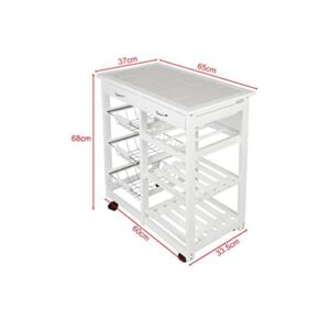 HOUKAI 4 Tier Storage Trolley Cart Kitchen Organizer Bathroom Movable Storage Shelf Wheels Household Stand Holder Furniture