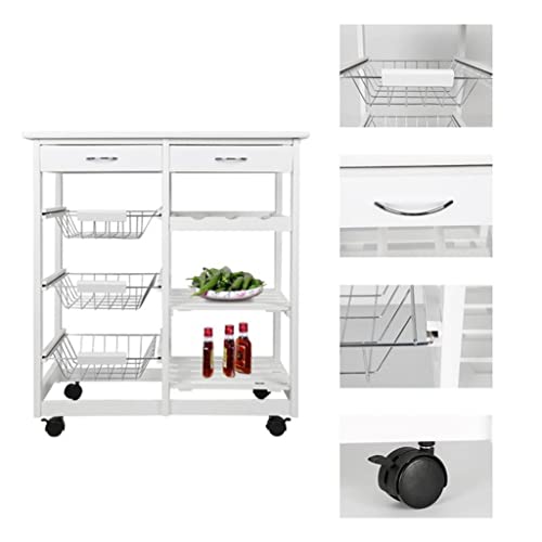 HOUKAI 4 Tier Storage Trolley Cart Kitchen Organizer Bathroom Movable Storage Shelf Wheels Household Stand Holder Furniture