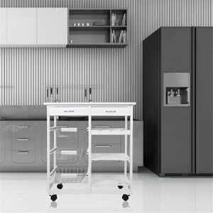 HOUKAI 4 Tier Storage Trolley Cart Kitchen Organizer Bathroom Movable Storage Shelf Wheels Household Stand Holder Furniture