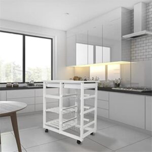 HOUKAI 4 Tier Storage Trolley Cart Kitchen Organizer Bathroom Movable Storage Shelf Wheels Household Stand Holder Furniture