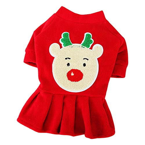 HonpraD Small Dogs Christmas Pet Clothes Cat Dog Pet Fleece Coral Two Legged Costume Skirt for Cats Lightweight Shirt Soft Breathable Puppy Outfit Apparel