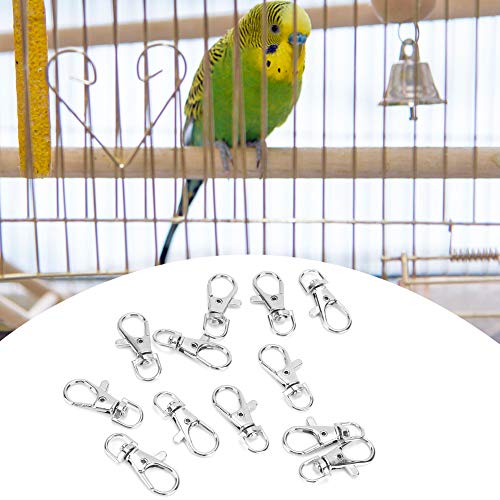 SALALIS 12 PCS Bird Cage Door Buckle Locks, Metal Hook Clip Anti Escape Swivel Buckle Lock Hook Clip Prevent Claw Trigger Open Birds Cage Accessories