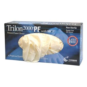 trilon 2000 pf with mc3 vinyl exam gloves, powder-free, latex-free, non-sterile medical gloves - ivory, size xl, 100 count, 1 box