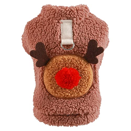 Small Dog Vest Sweater Pet Christmas Puppy Costume Lamb Fleece Pet Clothes Dog Sweater with Hood Shirt Soft Puppy Outfit Apparel