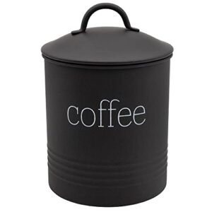 auldhome enamelware black coffee canister; modern farmhouse style coffee storage for kitchen