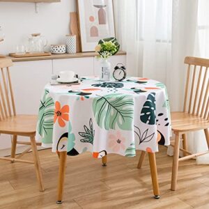 QiCHo Tropical Birds Toucan Round Tablecloth Thicken Desk Cloth Washable Table Cover, Hawaiian Theme Table Cloth for Kitchen Daily Dinning Party Tabletop Decor 70 Inch