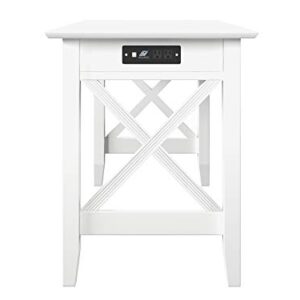AFI 48" Solid Wood Writing Desk - Sturdy X Design - Home Office Desk with Drawer, Laptop Computer Work Study Table with USB Charger White