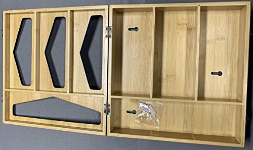 Bamboo Bags Storage for Kitchen drawer organizer, Kitchen organization, Baggie organizer, Ziploc bag organizer, Sandwich Bags UPDATED FOR 2023! Now with hinges, latches, and dividers! (Black)