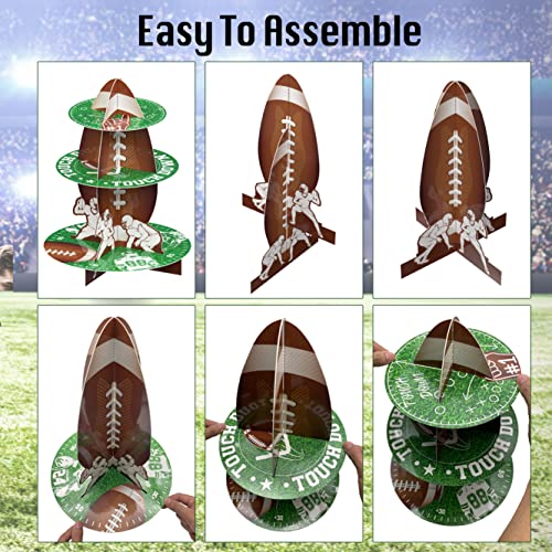 Football Cupcake Stand Decoration,3 Tier Party Cupcake Baby Shower Sports Dessert Holder Football Stadium Snack Tray Stand Tower Cake Stand for Kids Birthday Football Sport Party Supplies (Football)