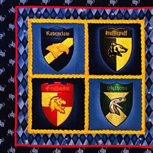 Wizarding Cotton Fabric Quilt or Pillow Panel - 2 Large Blocks (Great for Quilting, Sewing, Craft Projects, Wall Hangings, Throw Pillows and More) 18" X 44"